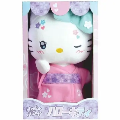 Plišasta igrača Jemini Hello Kitty Kawaii v roza kimonu