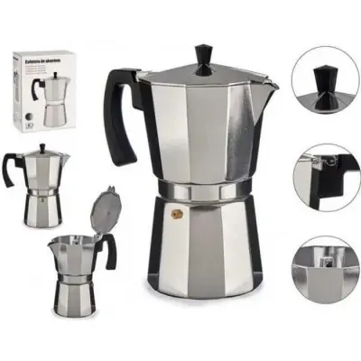 Kavni aparat BigBuy 12 skodelic aluminij 650 ml
