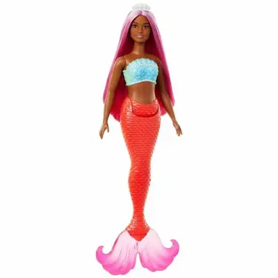 Igrača Barbie Sirena z barvno repno in školjčastim topom