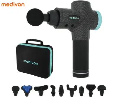 MEDIVON GUN ACTIVE X masažna pištola / naprava, univerzalna, 30W, 30 hitrosti, 10 nastavkov, 1500mAh polnilna baterija, LCD zaslon, +torbica