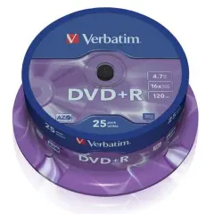 DVD+R 16X 4.7GB 25/1 CAKE VERBATIM