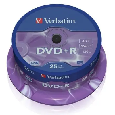 DVD+R 16X 4.7GB 25/1 CAKE VERBATIM