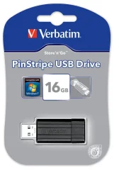 USB DRIVE PIN STRIPE 16GB BLACK VERBATIM