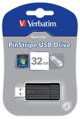USB DRIVE PIN STRIPE 32GB BLACK VERBATIM