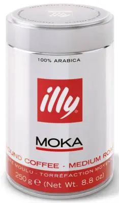 ILLY Moka 250 g kava mleta kofeinska RDEČA