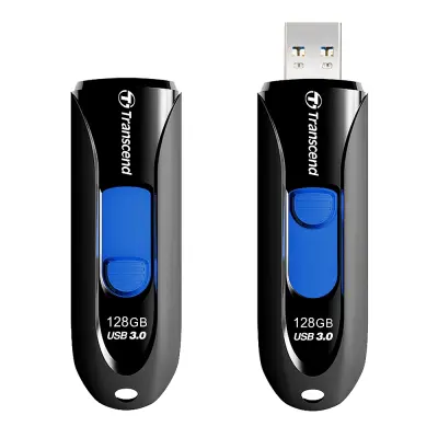 TRANSCEND  3.0 128Gb 790, črno-moder, slide USB ključ