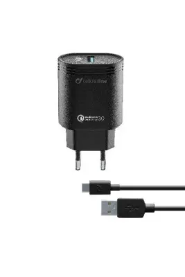 HIŠNI POLNILEC+USB-C KABE SET CELLULAR LINE