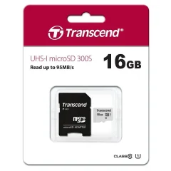 SDHC MICRO 16GB 300S + SD ADAPTER TRANSCEND