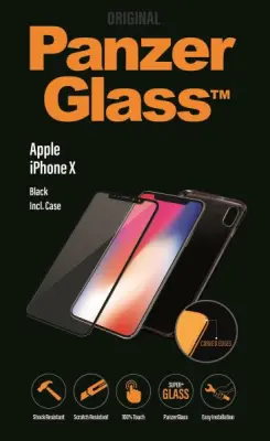 PANZERGLASS STEKLO ČRNO OVITEK IPHONE X