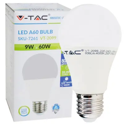 LED 9W E27 806LM 6000K VTAC