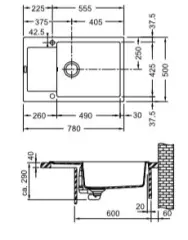 MRG 611-78 XL ONYX KORITO FRANKE