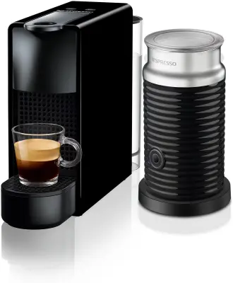NESPRESSO Essenza Mini & Aerocc črn kavni aparat s penilcem mleka