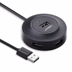 UGREEN USB vozlišče (hub), USB 2.0, 4-portno, črno