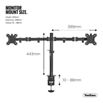 VONHAUS NAMIZNI NOSILEC ZA 2 MONITORJA DO 27