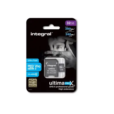32GB MICROSDHC 280-240MBS UHS-II V90 INTEGRAL