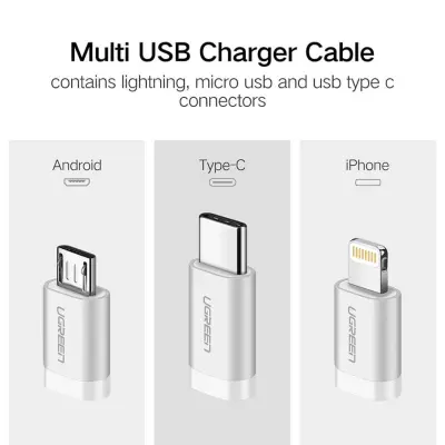 UGREEN KABEL MICRO USB +LIGHTNING+TYPE C