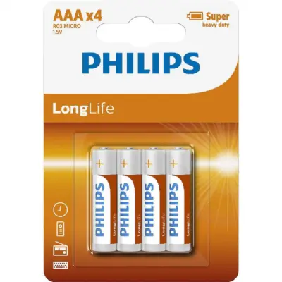 PHILIPS BATERIJA - AAA LONGLIFE BLISTER 4 KOS (R03)