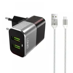 KOMPLET ADAPTER LDNIO A22 220V 2X USB, MAX 2,4A + MICRO KABEL