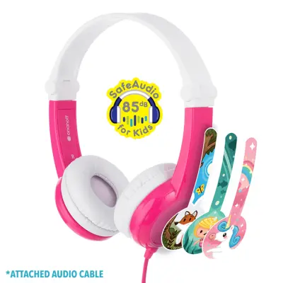 BUDDYPHONES Connect Foldbar roza žične slušalke z mikrofonom