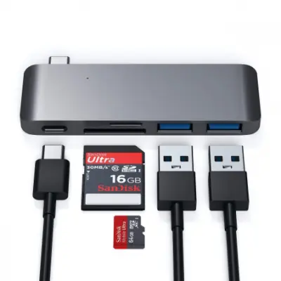 Satechi Aluminium Type-C Passthrough USB Hub 3x USB