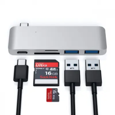 Satechi Aluminium Type-C Passthrough USB Hub (3x U