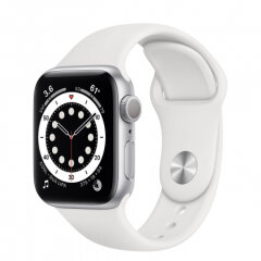APPLE Watch S6 GPS, 44mm Silver Aluminium White Sport band pametna ura