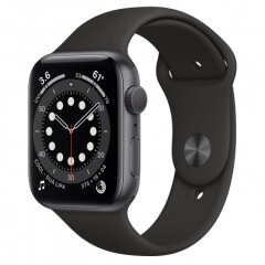 Apple Watch S6 GPS, 44mm Space Gray Aluminium Black Sport Band - Regular