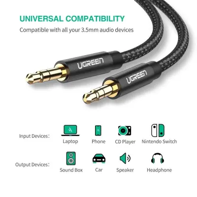 Ugreen aux avdio kabel 3.5mm 2m črn