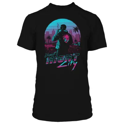 JINX CYBERPUNK 2077 DESTINATION NIGHT CITY PREMIUM TEE ČRNA S