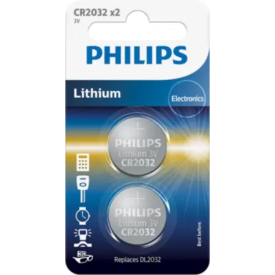 PHILIPS baterija CR2032, 3V, 2 kos