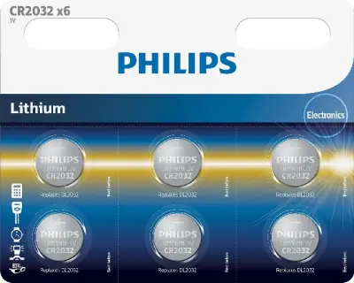 PHILIPS baterija CR2032, 3V, 6 kos