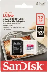 SanDisk Ultra microSDHC 32GB + SD Adapter 120MB/s A1 Class 10 UHS-I
