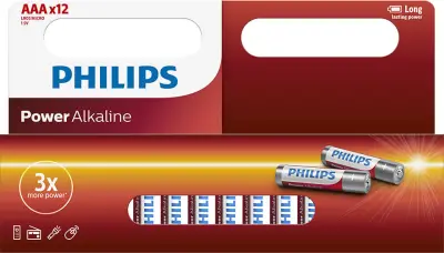 PHILIPS BATERIJA - AAA POWER ALKALINE BLISTER 12 KOS (R03)