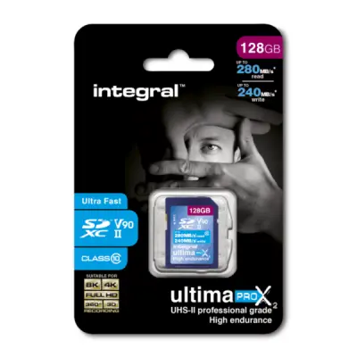 INTEGRAL 128GB ULTIMAPRO X SDXC 280/240MB UHS-II V90 spominska kartica