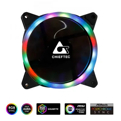 CHIEFTEC AF-12RGB ventilator, RGB rainbow, 120mm