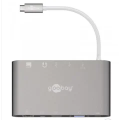 GOOBAY USB-C / 3x USB + H DMI + VGA + MiniDP srebrn multi - adapter