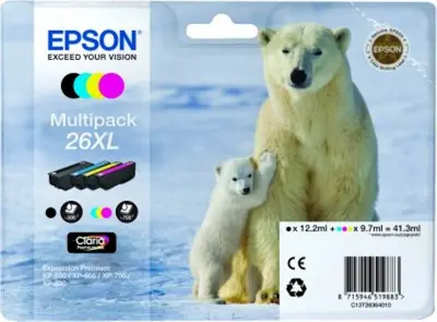 EPSON C13T26364010 KOMPLET 26XL ČRNO, CYAN, MAGENTA, RUMENA ZA XP-600,700,800 črnilo