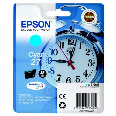 EPSON C13T27024012 črnilo Cyan 27 za WF-7110DTW / WF-7610DWF, 3,6ml