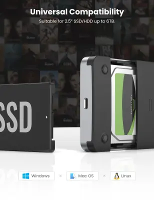 Ugreen 2.5'' SATA ohišje za disk srebrn
