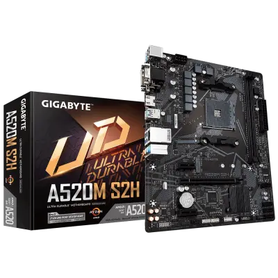 GIGABYTE GA-A520M-S2H, DDR4, SATA3, USB3.2Gen1, HDMI, AM4 mATX osnovna plošča