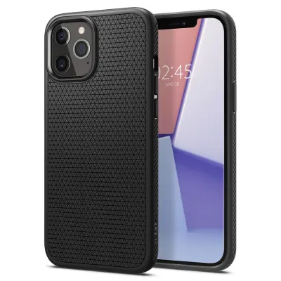 SPIGEN OVITEK LIQUID AIR ZA IPHONE 12/12 PRO MAT ČRN OVITEK