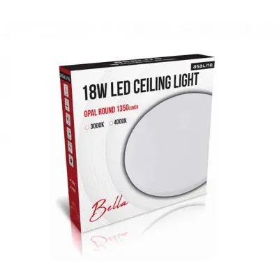ASALITE 18W Opal, 3000K, 1350lm okrogla stropna LED luč