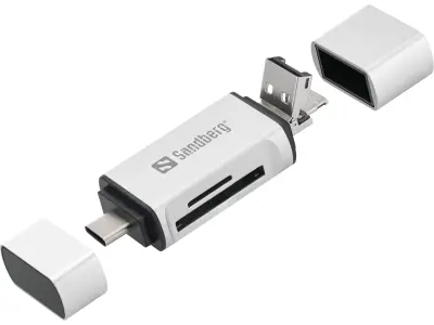 Sandberg čitalec kartic USB-C, USB-A in micro-USB
