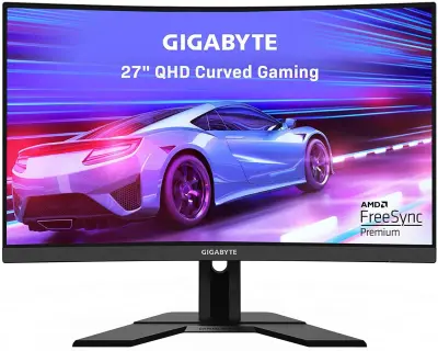 GIGABYTE G27QC A 27'' 2560 x 1440, 1ms, 165Hz, HDR, zvočniki, QHD gaming ukrivljen monitor