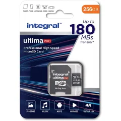 INTEGRAL Professional High Speed microSDXC 256 GB, 180 MB/s, V30, UHS-I, U3 + SD adapter spominska kartica