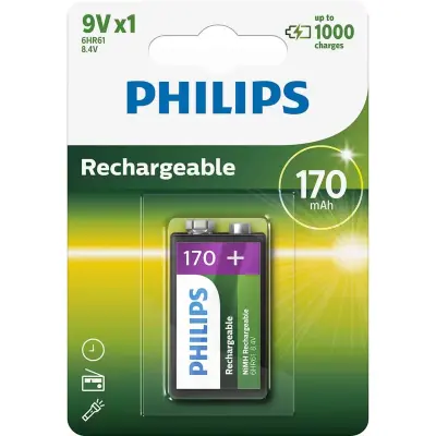 PHILIPS BATERIJA 9V POLNILNA 170mAh