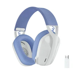 LOGITECH G435 LightSpeed, brezžične gaming slušalke, bele