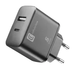 USB hišni polnilec,USB+USB-C,25W,PD črn