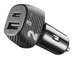 CELLULARLINE Avto polnilec, USB in USB-C, 32W, črn