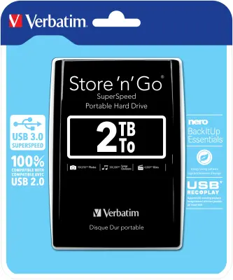 VERBATIM Store'n'Go 2TB USB 3.0 2,5'' črn zunanji disk